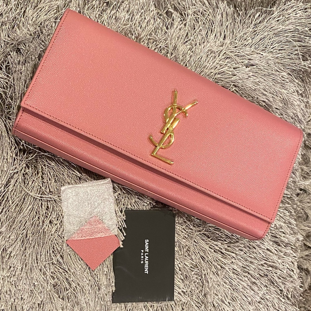Brand New Antique Rose SAINT LAURENT Clutch